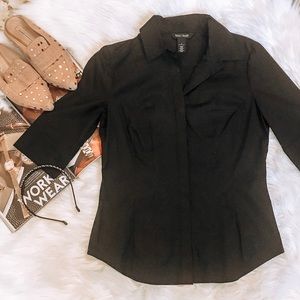 White House Black Market Black button down